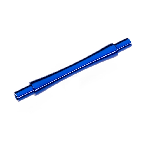 Axle, wheelie bar, 6061-T6 aluminium (blue-anodised) (1)/ 3x12 BCS (with threadlock) (2)