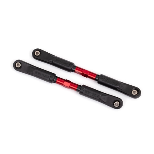 Camber links, front, Sledge (TUBES red-anodised, 7075-T6 aluminium, stronger than titanium) (117mm) (2)/ rod ends, assembled with steel hollow balls (4)/ aluminium wrench, 8mm (1)