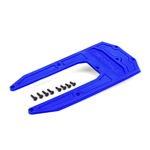 Skidplate, chassis, blue (fits Sledge)