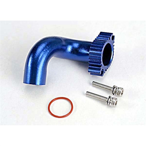 Header, blue-anodised (rear exhaust engines) (TRX2.5(R)/3.3)
