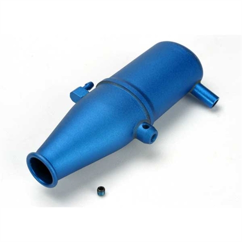 Tuned pipe, aluminium, blue-anodised (dual chamber w/fitting