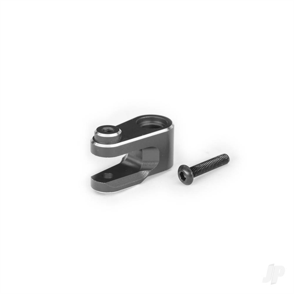 Servo horn, steering, 6061-T6 aluminium (gray-anodised)/ 3x15mm BCS (with threadlock) (1)