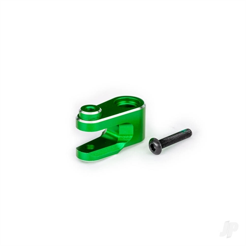Servo horn, steering, 6061-T6 aluminium (green-anodised)/ 3x15mm BCS (with threadlock) (1)