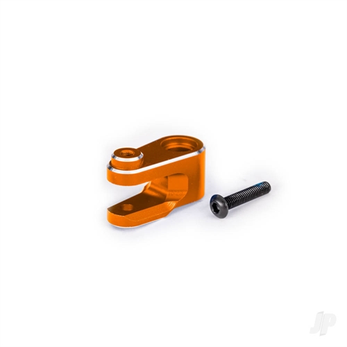 Servo horn, steering, 6061-T6 aluminium (orange-anodised)/ 3x15mm BCS (with threadlock) (1)