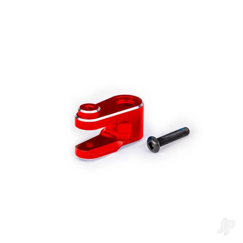 Servo horn, steering, 6061-T6 aluminium (red-anodised)/ 3x15mm BCS (with threadlock) (1)