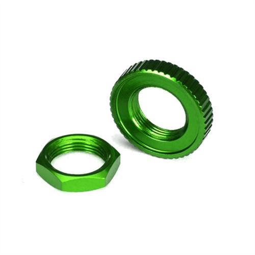 Servo saver nuts, aluminum, green-anodized (hex (1), serrate