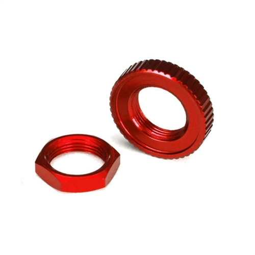 Servo saver nuts, aluminum, red-anodized (hex (1), serrated