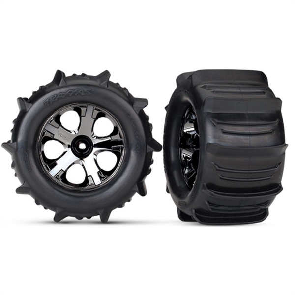 Tires & wheels, 2.8" (black chrome, paddle tires, w/foam) GP