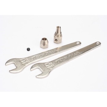 Motor coupler, collet style/ GS 4x3 SS (1)/ wrench, 10mm (2)