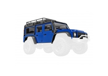 Body, Land Rover Defender, complete, blue (includes grille, side mirrors, door handles, fender flares, windshield wipers, spare tire mount, & clipless mounting)
