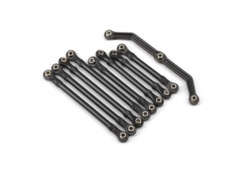 Suspension link set, complete (front & rear) (includes steering link (1), front lower links (2), front upper links (2), rear lower links (4)) (assembled with rod ends and hollow balls)