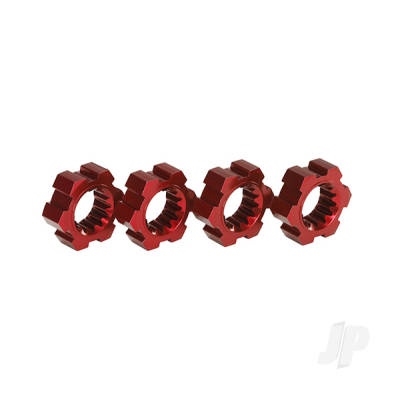 Wheel hubs, hex, aluminium (red-anodised) (4)