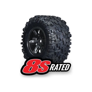Tires & wheels, assembled(X-Maxx black wheels,AT tires)(L&R)