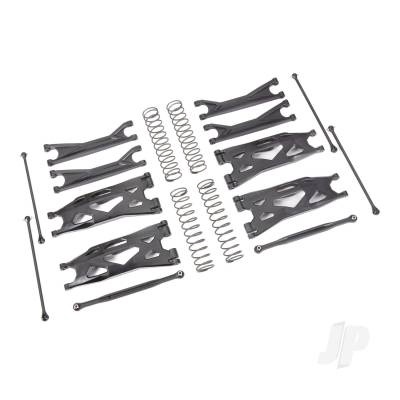 Suspension kit, X-Maxx WideMaxx, black (includes front & rear suspension arms, front toe links, driveshafts, shock springs)