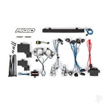 LED light set, complete with power supply (contains headlights, tail lights, roof light bar, rock lights & distribution block) (fits #8011 body) Replaces TRX8030