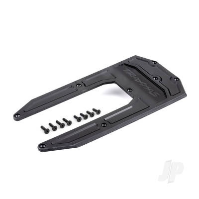 Skidplate, chassis, black (fits Sledge)