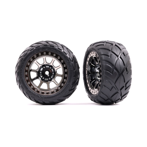Tyres & wheels, assembled (2.2' black chrome wheels, Anaconda 2.2' Tyres with foam inserts) (2) (Bandit rear))