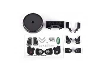 Grille/ mirrors, side (left & right)/ spare tire cover/ light
retainers, body (front & rear, left & right)/ decal sheet
(fits #9712 body)
