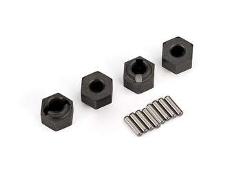 Wheel hubs, 7mm hex (4)/ axle pins (4)