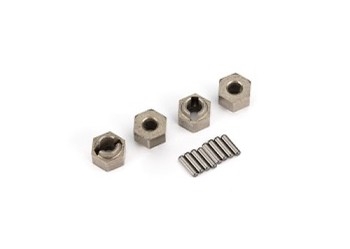Wheel hubs, 7mm hex (steel) (4)/ axle pins (4)