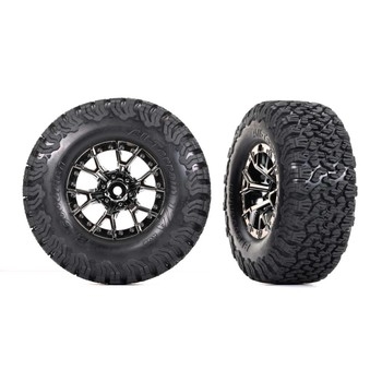 Tyres & wheels, assembled, glued (Ford Raptor R black chrome
wheels, BFGoodrich All-Terrain T/A KO2 Tyres, foam inserts) (2)
(4WD front/rear, 2WD rear)
