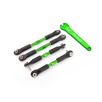 Turnbuckles, aluminium (green-anodised), camber links, front, 39mm
(2), rear, 49mm (2) (assembled with rod ends & hollow balls)/
wrench
