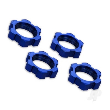 Wheel nuts, splined, 17mm, serrated (blue-anodised) (4)