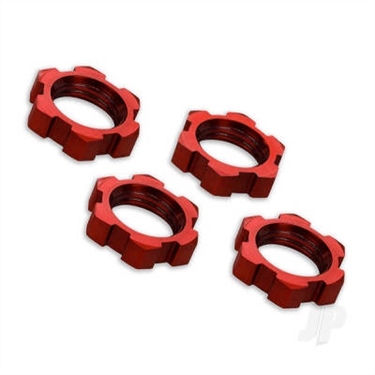 Wheel nuts, splined, 17mm, serrated (red-anodised) (4)