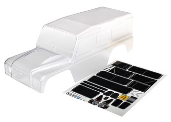 Body, Land Rover Defender (clear, requires painting)/ decals