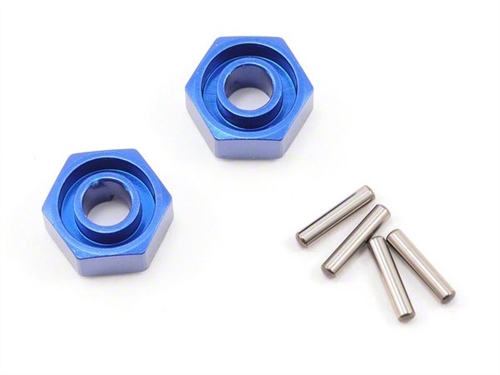 Wheel hubs, hex (blue-anodised,aluminium) (2)/ axle pins(4)