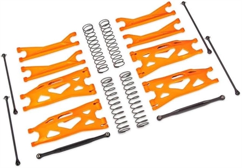 Suspension kit, X-Maxx WideMaxx, orange (includes front & rear
suspension arms, front toe links, driveshafts, shock springs)
