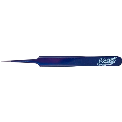 Straight Point Fine Point Tweezers, Blue (Carded)