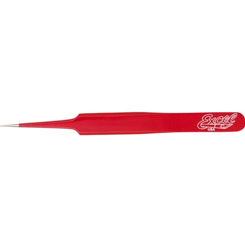 Straight Point Fine Point Tweezers, Red (Carded)