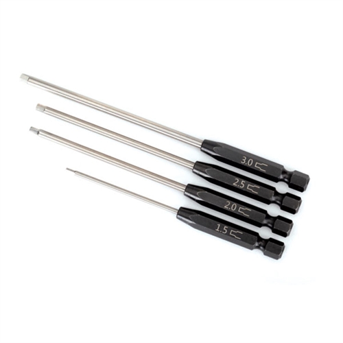 Speed Bit Set, hex driver, 4-piece straight (1.5mm, 2.0mm, 2.5mm, 3.0mm), 1 / 4in drive