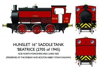 16in Hunslett “Beatrice” South Yorkshire Area NCB Lined Red OO