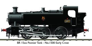 BR 15XX Pannier Tank 1500 Black Early Crest OO