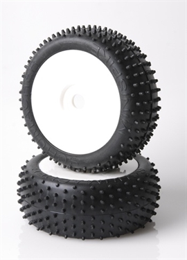 Mini Spike Silver 1/8 Pre-Glued Tyres (Pair)