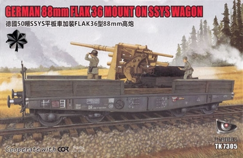 88mm Flak 36 on SSYS 50T Flat Wagon