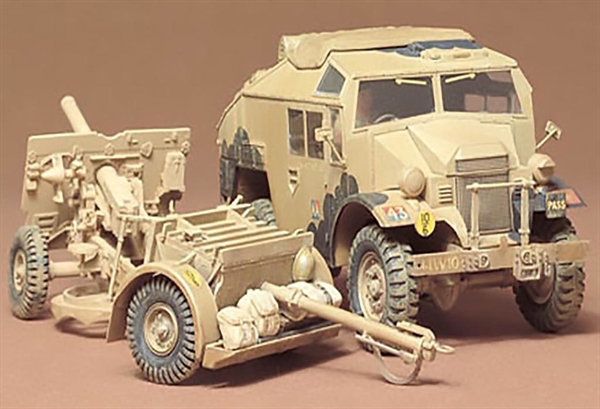 British WWII 25Pndr Gun with Quad Tractor and Ammunition Trailer