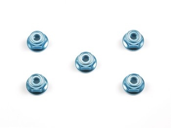 4mm Aluminium Flange Lock Nuts (Blue) (Pack of 5)