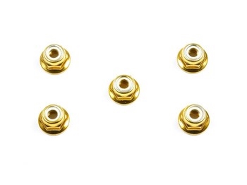 4mm Aluminium Flange Lock Nuts (Gold) (Pack of 5)
