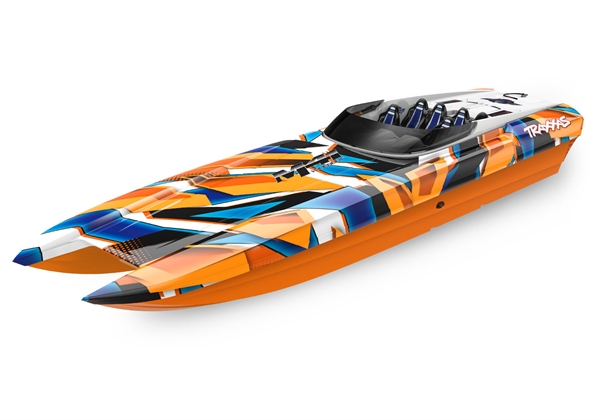 DCB M41 Widebody 1:10 40in Brushless Electric Catamaran Race Boat, Orange (+ TQi 2-ch, TSM, VXL-6s Marine, Velineon 540XL)