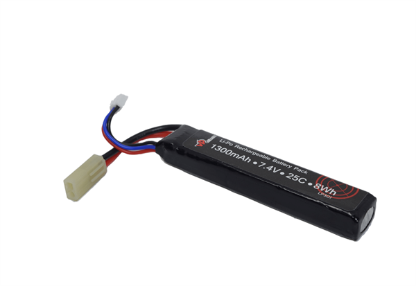 Airsoft 7.4V 1300mAh 25C LiPo Battery (Mini Tamiya)